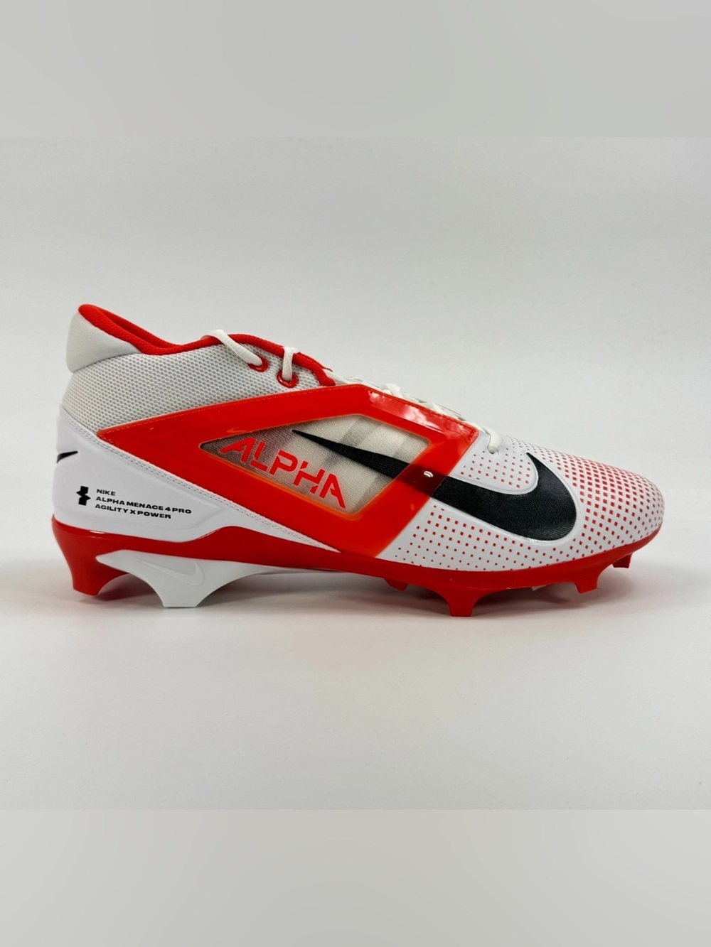 Nike White, Orange, & Black Football Cleats Alpha menace 4 pro Men’s 13.5 IB2507